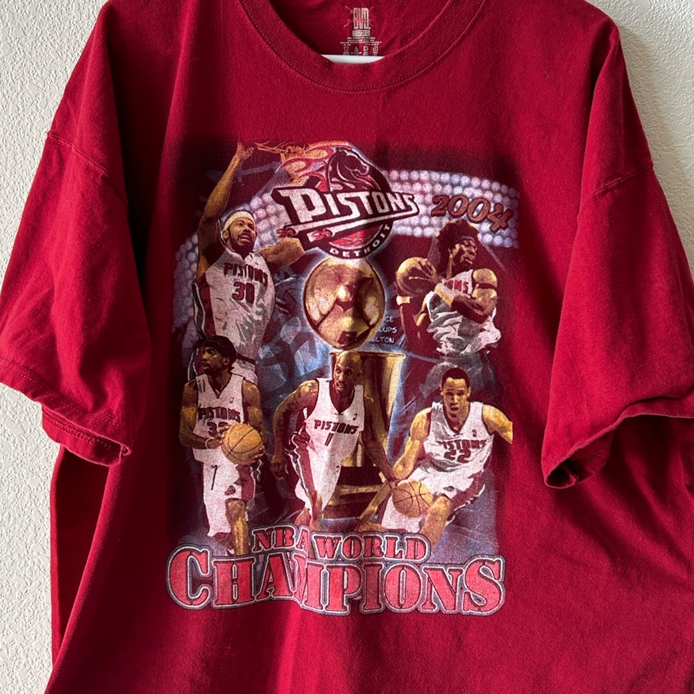Vintage Detroit Pistons 2004 NBA Bootleg Rap Hip Hop Double Side XL